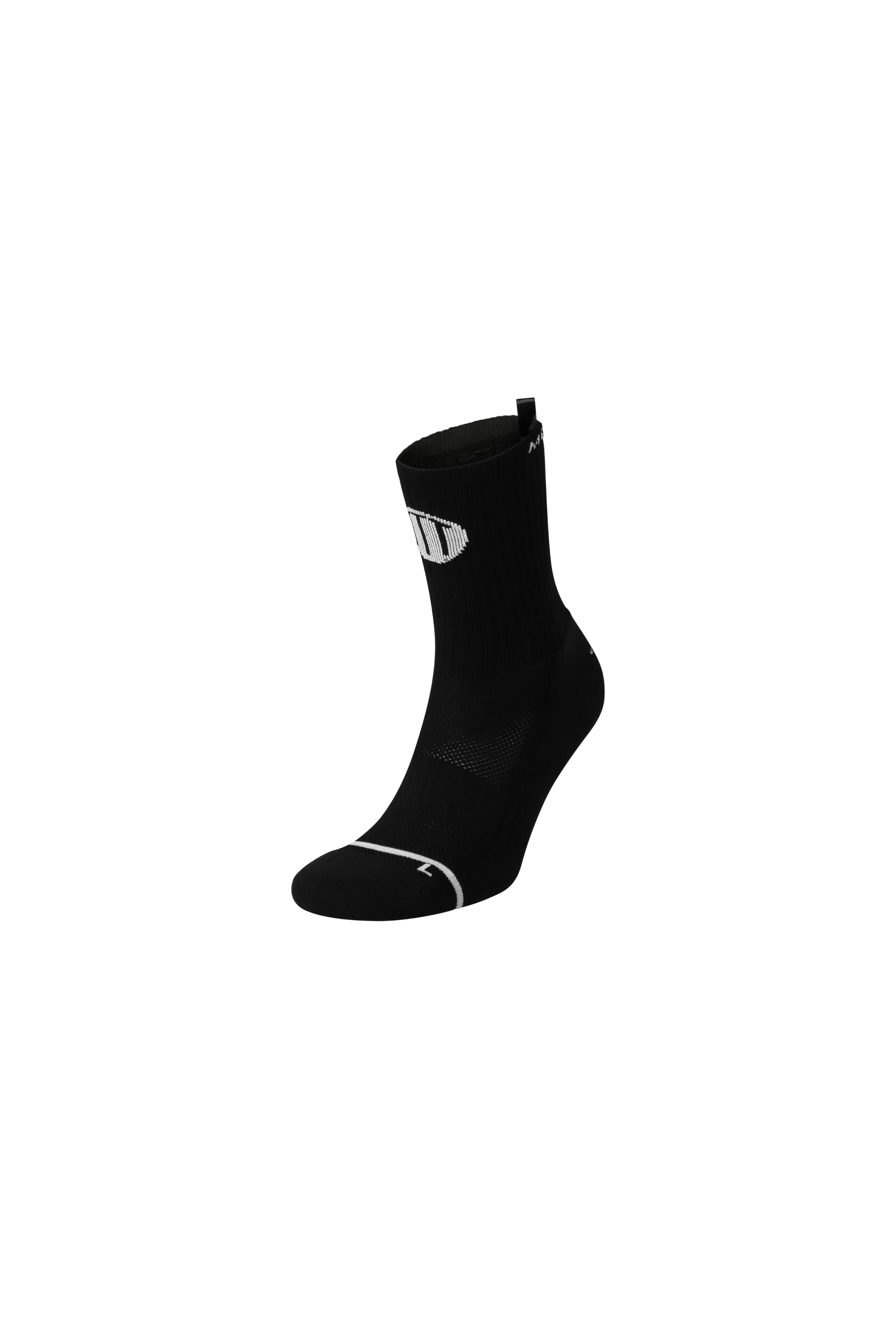 Black anti-slip grip socks by TRINITY, featuring a sleek design with dotted grip patterns for enhanced stability and comfort, perfect for various sports like running, football, padel, pilates and gym workouts."